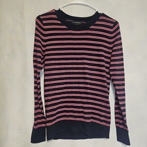 Banana Republic Women's Striped Sweater - Navy and Pink Small